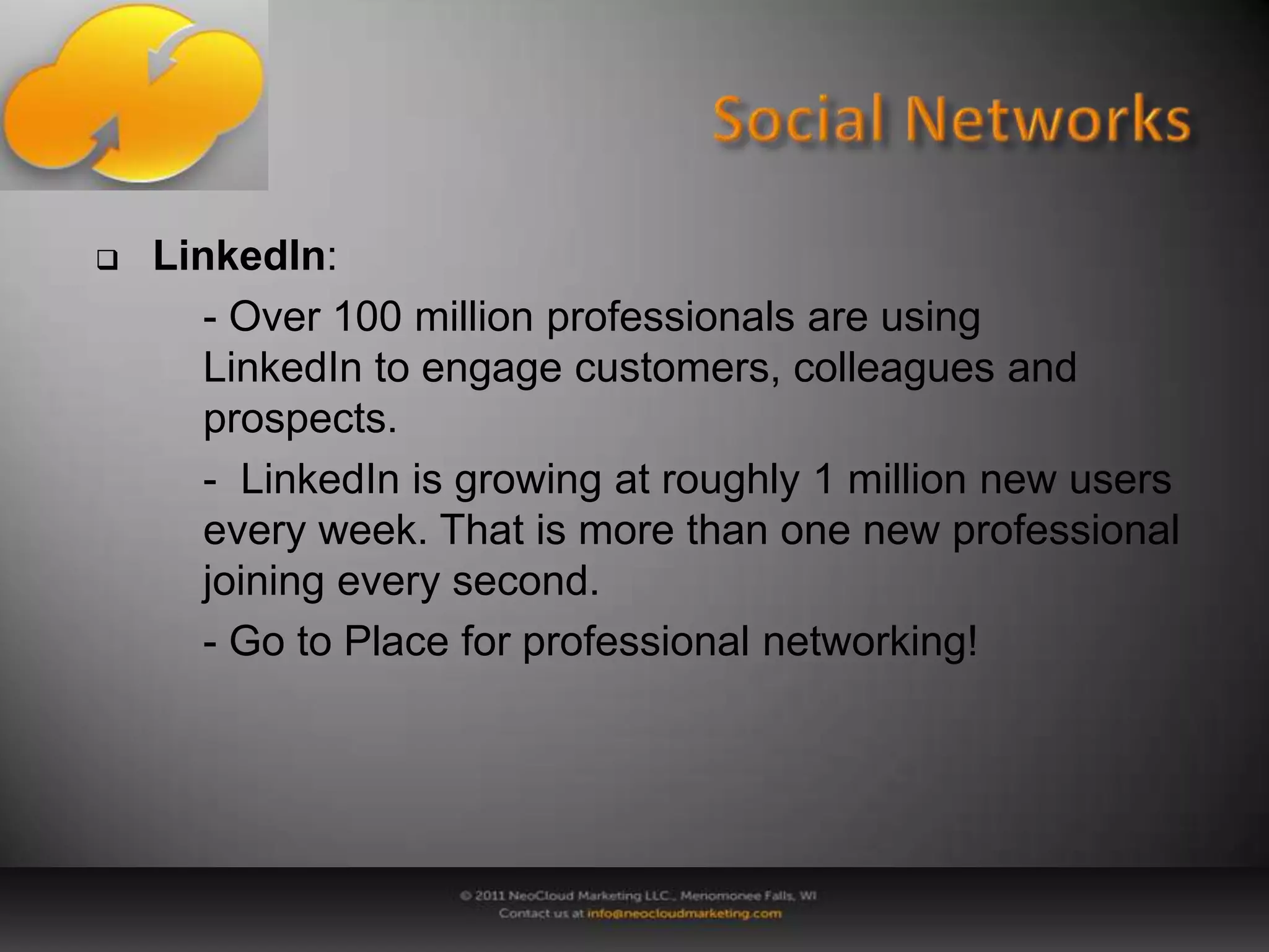 We no longer search for information, the information finds us.  The key is being the source of the information your target audience is looking for.Developing a Web PresenceContent is king! - You can have the best ads, most followers and 	coolest design…but content is what converts traffic.Usability/Design is a must.  - If your visitors cannot find what they are 	looking for, it will not matter that you filled your site 	with fantastic content.