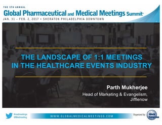 THE LANDSCAPE OF 1:1 MEETINGS
IN THE HEALTHCARE EVENTS INDUSTRY
Parth Mukherjee
Head of Marketing & Evangelism,
Jifflenow
 