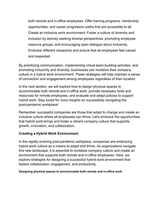 Navigating the Post-Pandemic Workplace Strategies for Hybrid Work ...