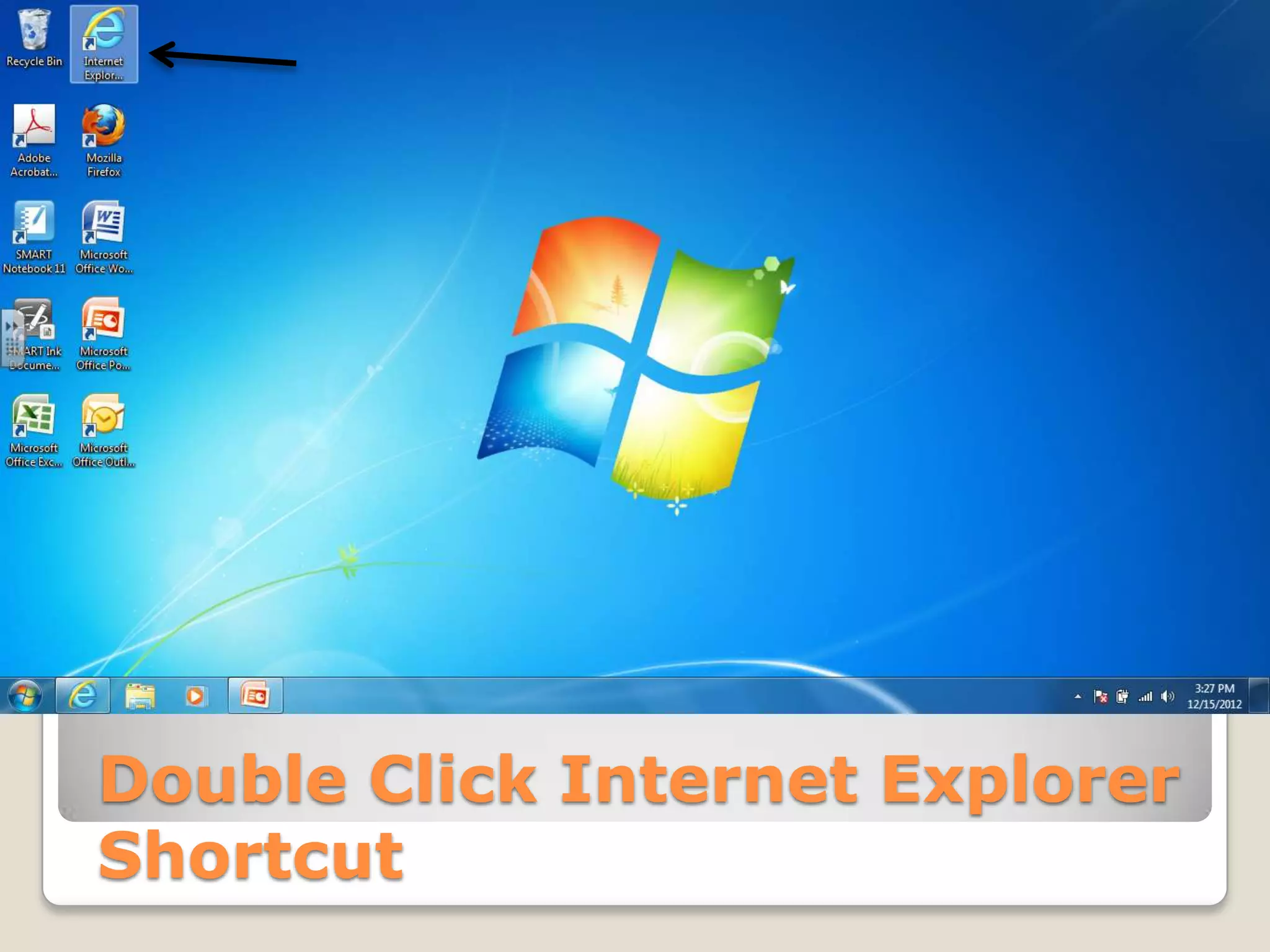 Double Click Internet Explorer
Shortcut