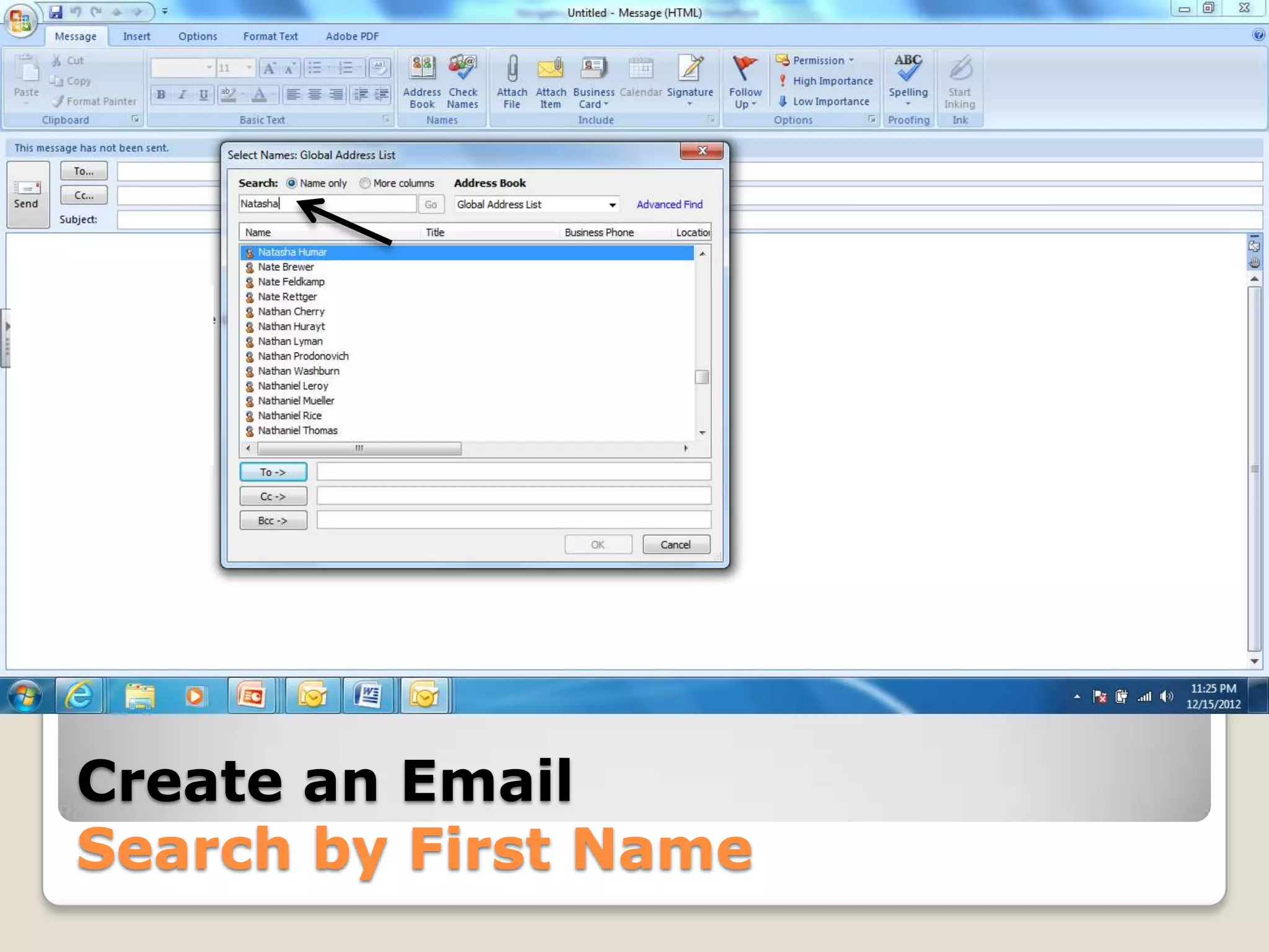 Create an Email
Search by First Name