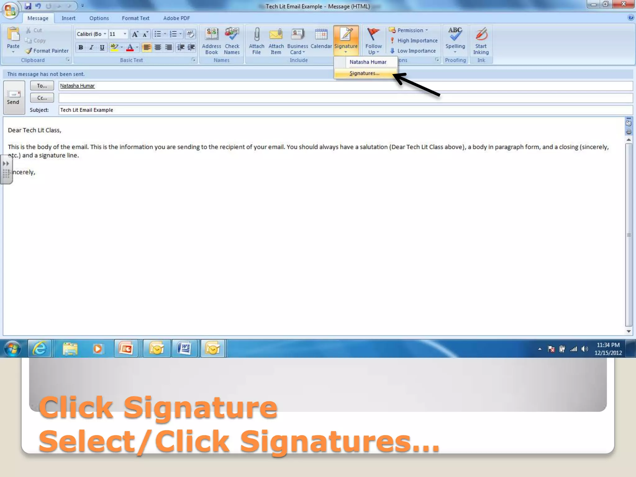 Click Signature
Select/Click Signatures…