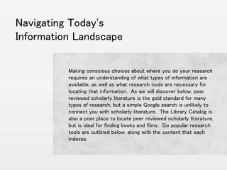 Navigating today's information landscape