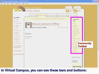 Community Toolbar In Virtual Campus, you can see these bars and buttons: 