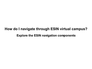How do I navigate through ESIN virtual campus? Explore the ESIN navigation components 