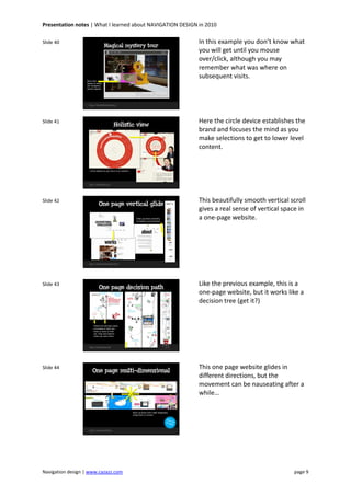 Navigating Notes Examples Navigation design notes | PDF