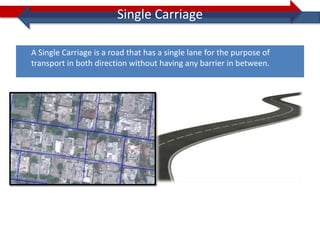Single Carriage

A Single Carriage is a road that has a single lane for the purpose of
transport in both direction without having any barrier in between.
 