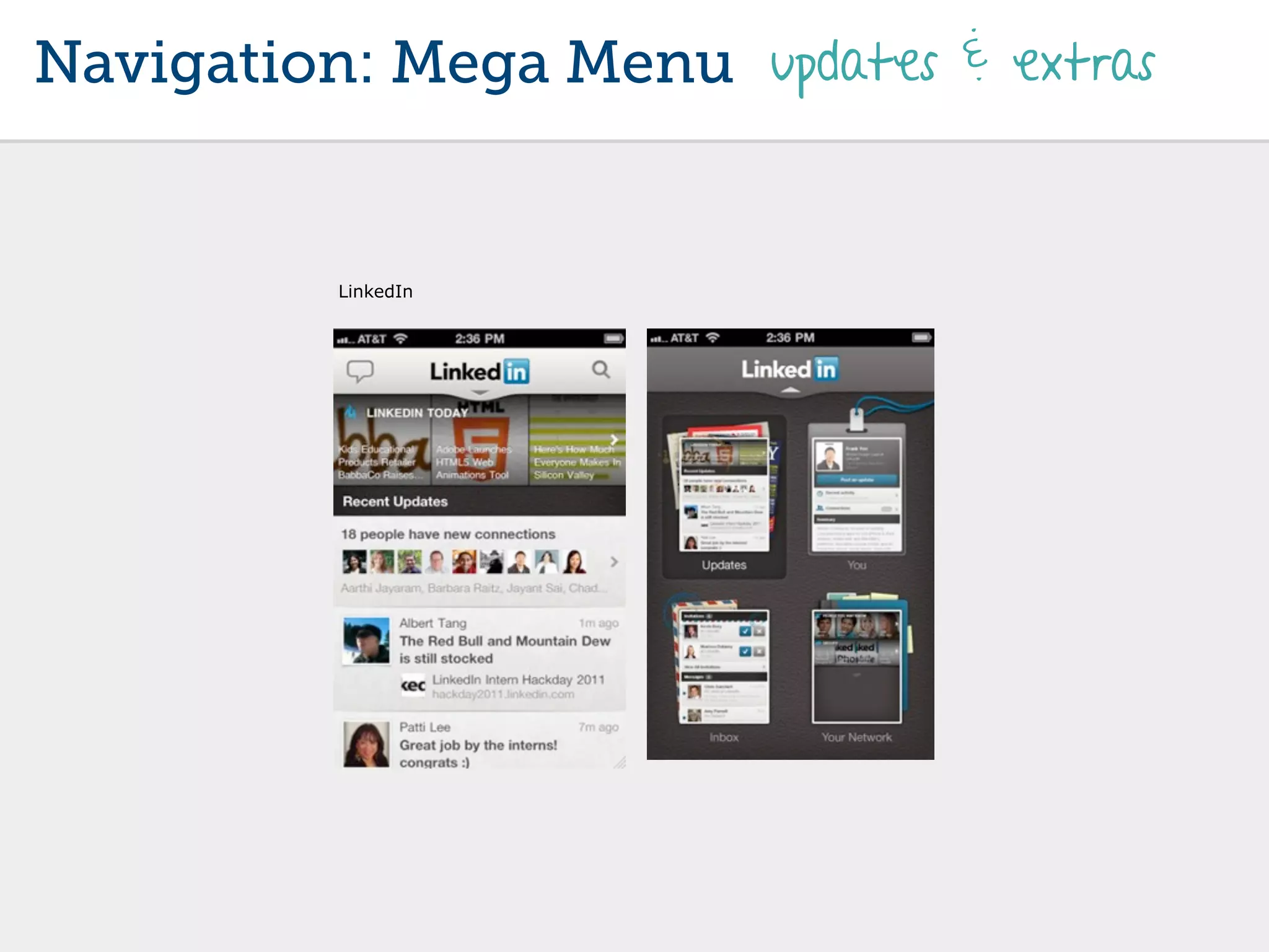 Navigation: Mega Menu updates & extras


          LinkedIn
 