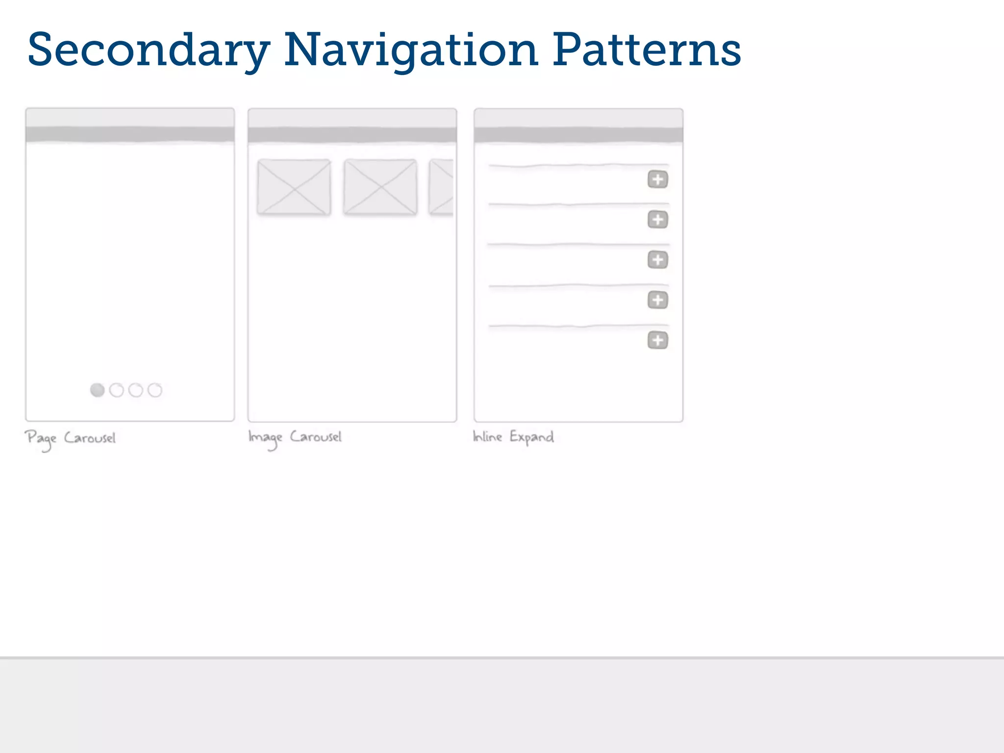 Secondary Navigation Patterns
 