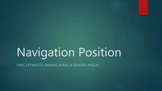 Navigation Position
FIXES, ESTIMATES, RANGES, IKWIA, & DANGER ANGLES
 