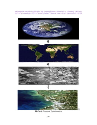 International Journal of Electronics and Communication Engineering & Technology (IJECET),
ISSN 0976 – 6464(Print), ISSN 0976 – 6472(Online) Volume 4, Issue 3, May – June (2013), © IAEME
241
[5]
Fig No.6: Geometric Transformation
 