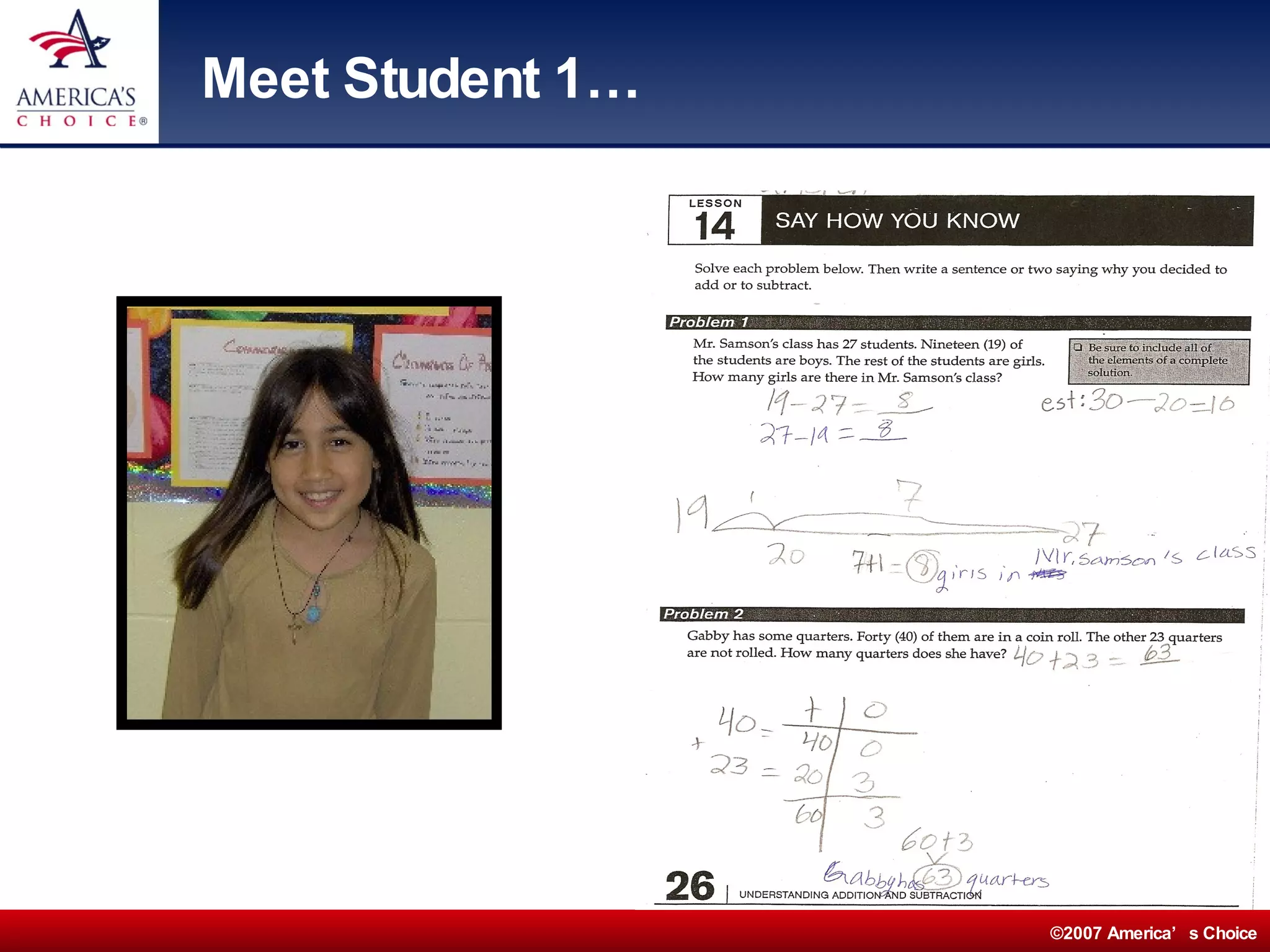 Meet Student 1… 
