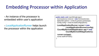 Embedding Processor within Application
- An instance of the processor is
embedded within user’s application
- LocalApplica...