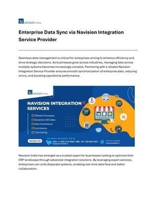 Navision Master Data Enterprise Data Sync via Navision Integration Service Provider | PDF