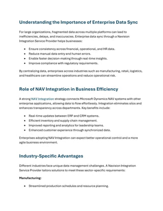 Enterprise Data Sync via Navision Integration Service Provider | PDF