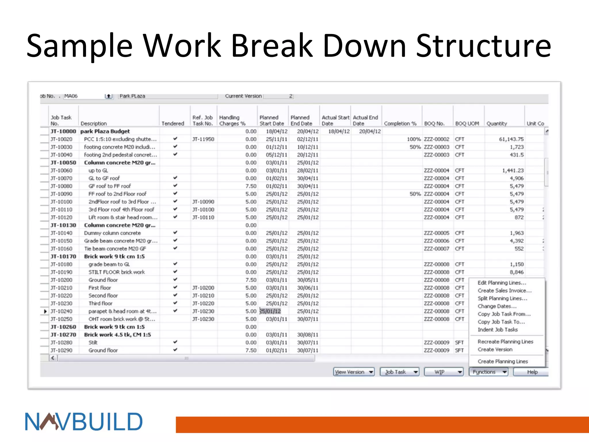 Sample Work Break Down Structure
 