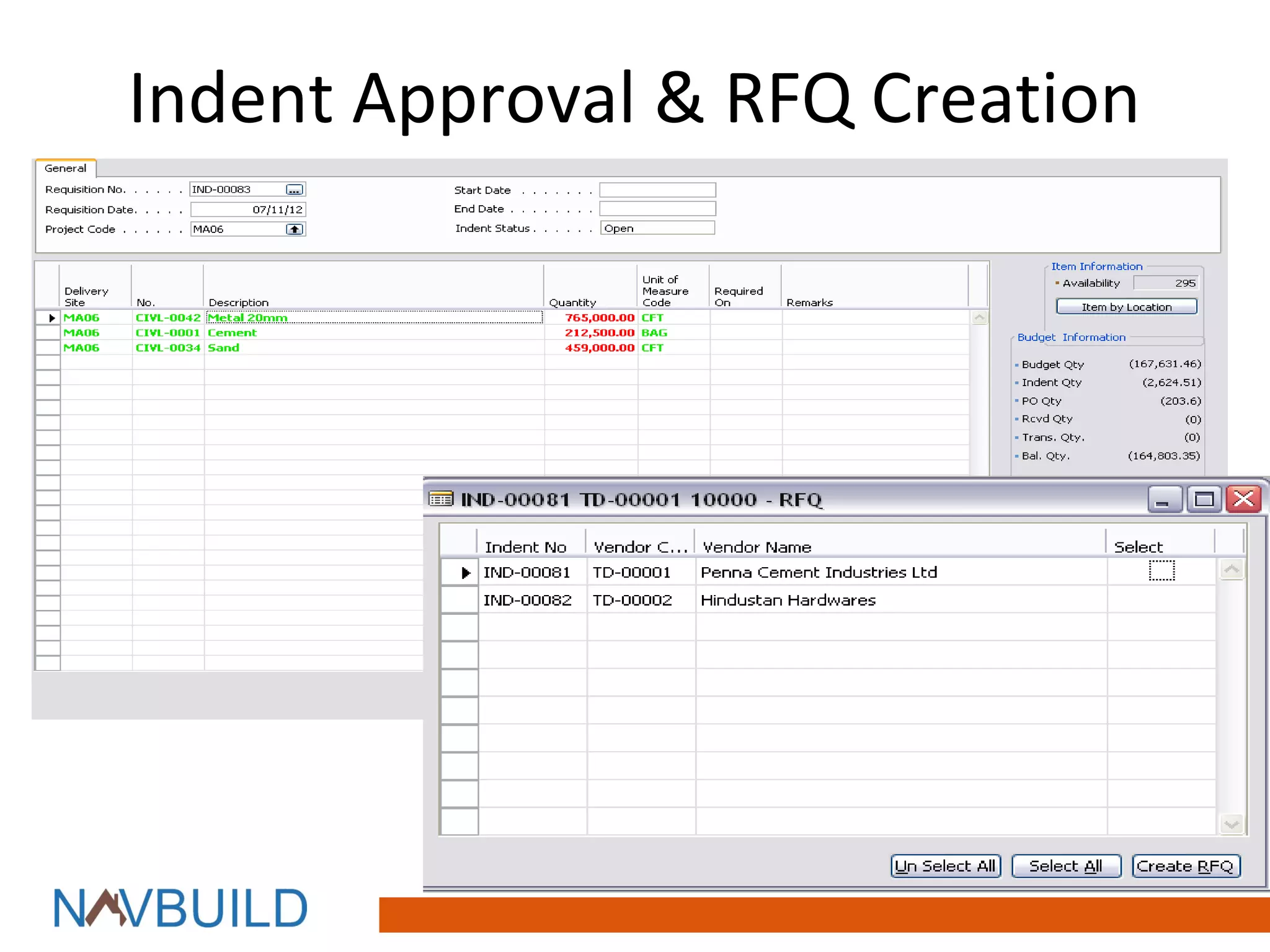 Indent Approval & RFQ Creation
 