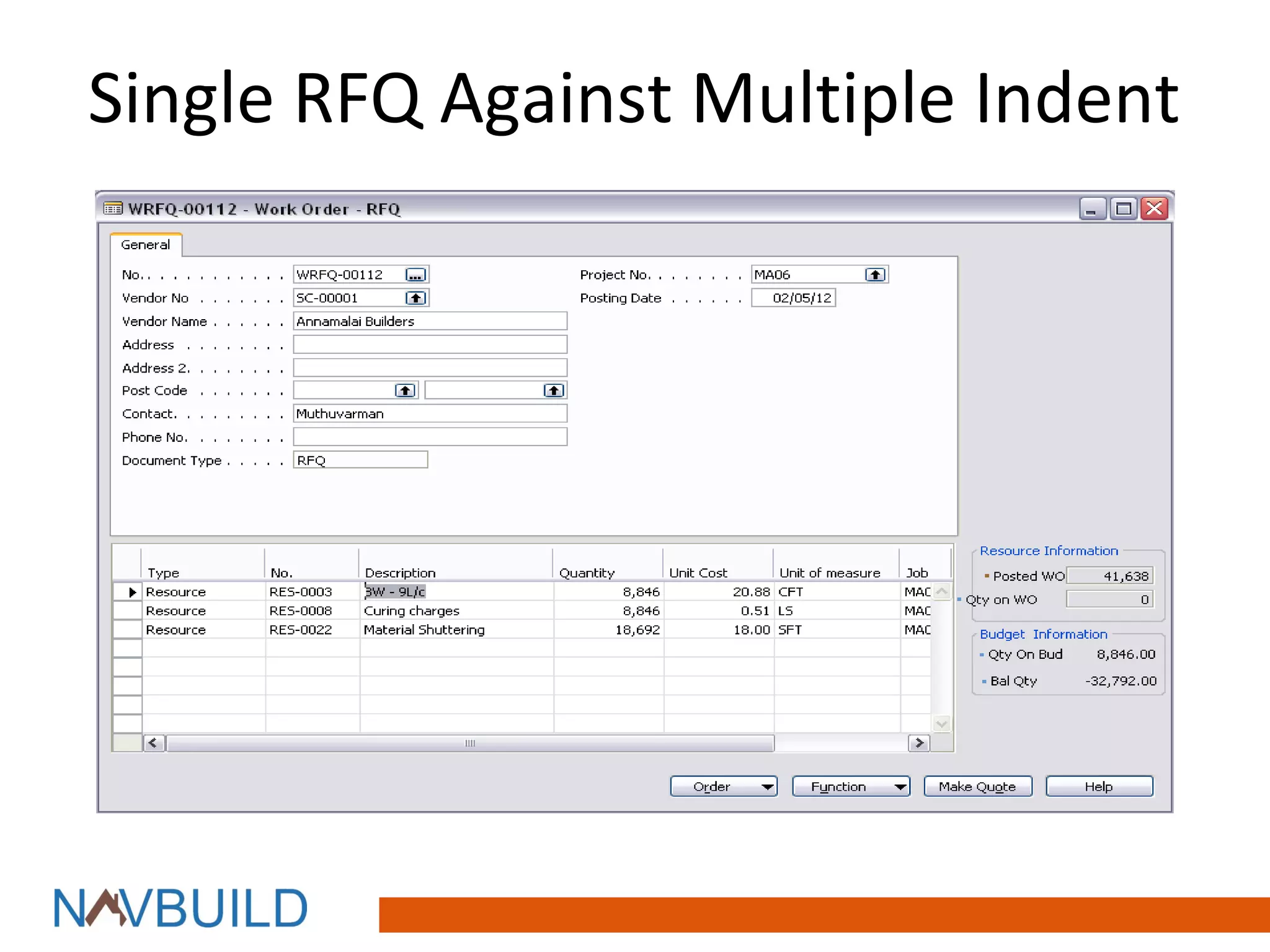 Single RFQ Against Multiple Indent
 