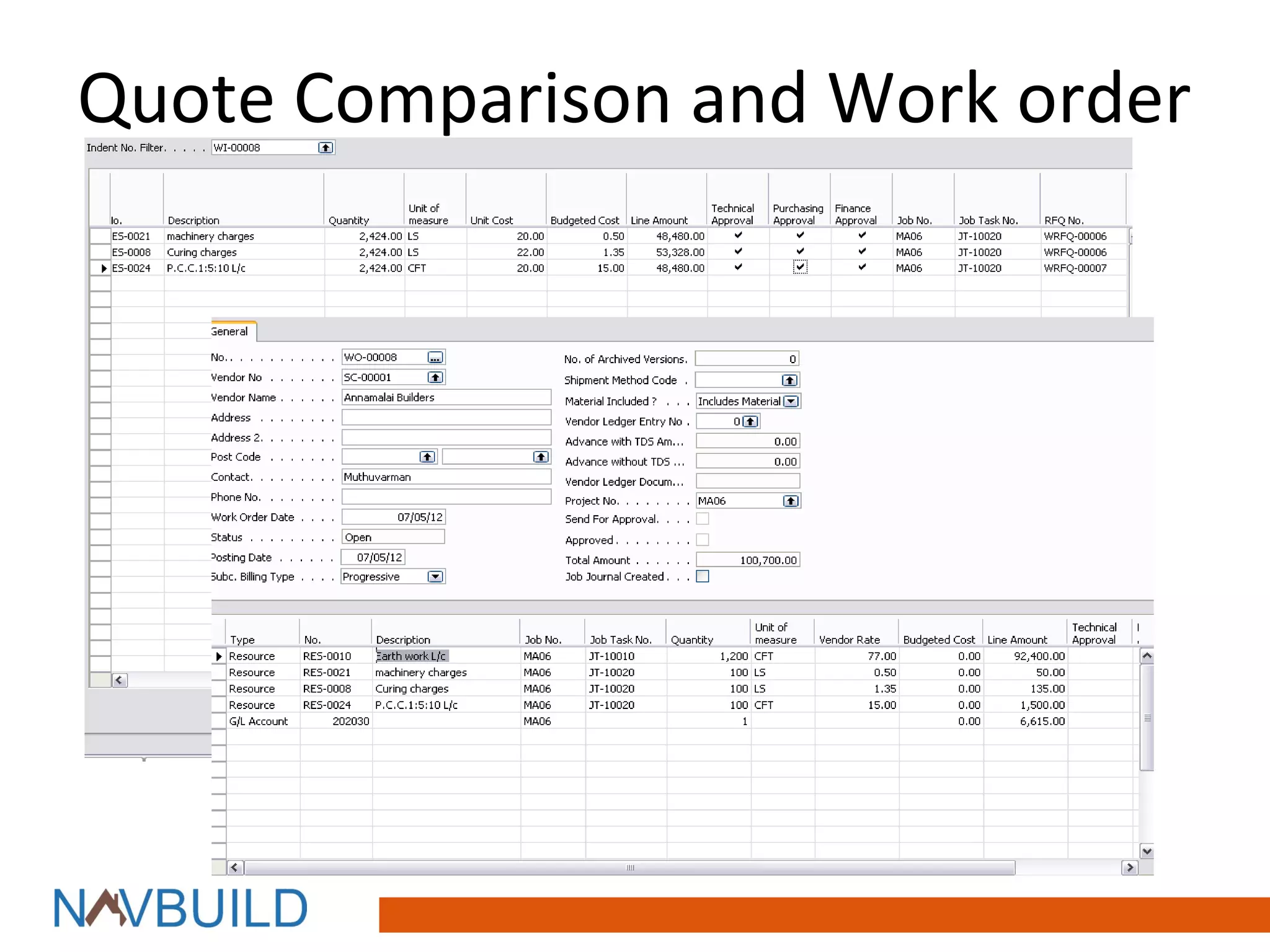 Quote Comparison and Work order
 