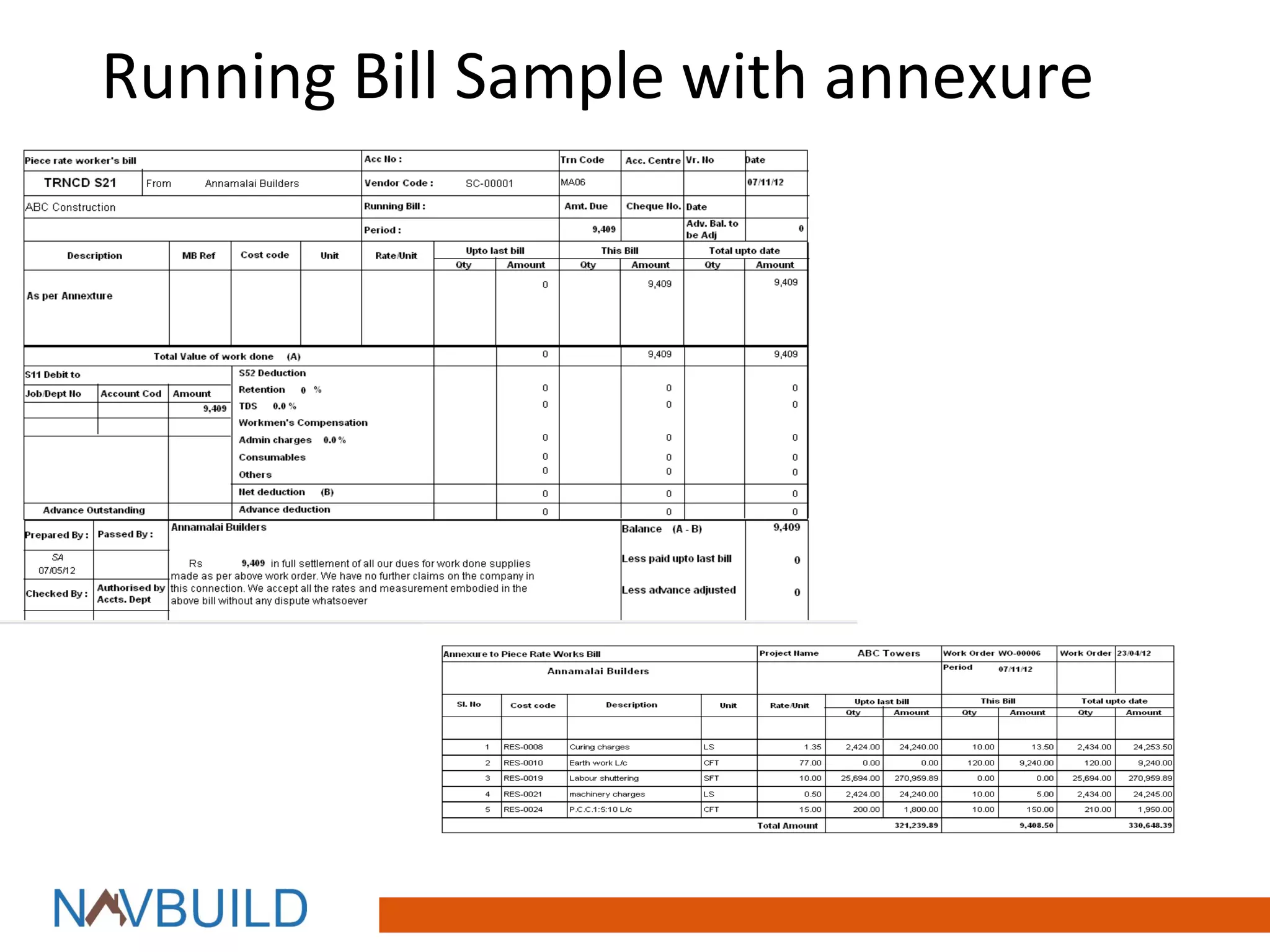 Running Bill Sample with annexure
 