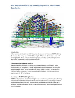 Transforming BIM Coordination with Navisworks and MEP Modeling Services ...
