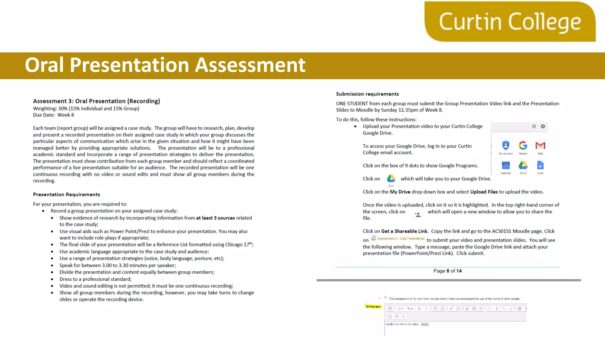 Oral Presentation Assessment
 