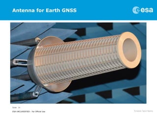 Slide 14
ESA UNCLASSIFIED - For Official Use
Antenna for Earth GNSS
 