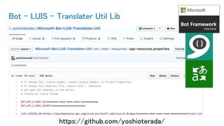 Bot – LUIS - Translater Util Lib
https://github.com/yoshioterada/
 