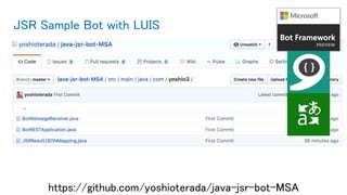 JSR Sample Bot with LUIS
https://github.com/yoshioterada/java-jsr-bot-MSA
 