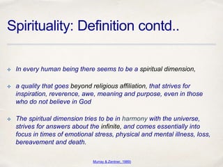 Spiritually Definition Dr Navneet Johri - Spirituality and Mental Health | PPTX