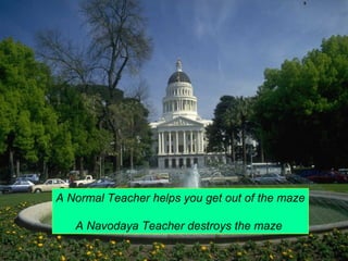 A Normal Teacher helps you get out of the maze 
A Navodaya Teacher destroys the maze 
 
