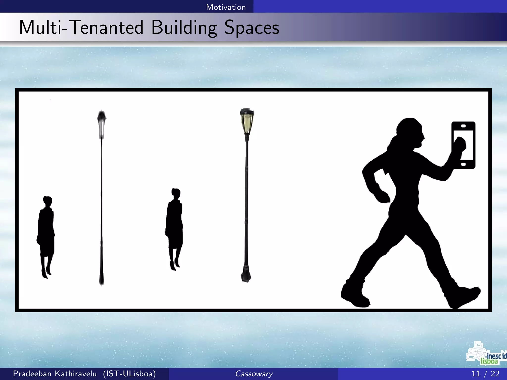 Motivation
Multi-Tenanted Building Spaces
Pradeeban Kathiravelu (IST-ULisboa) Cassowary 11 / 22
 