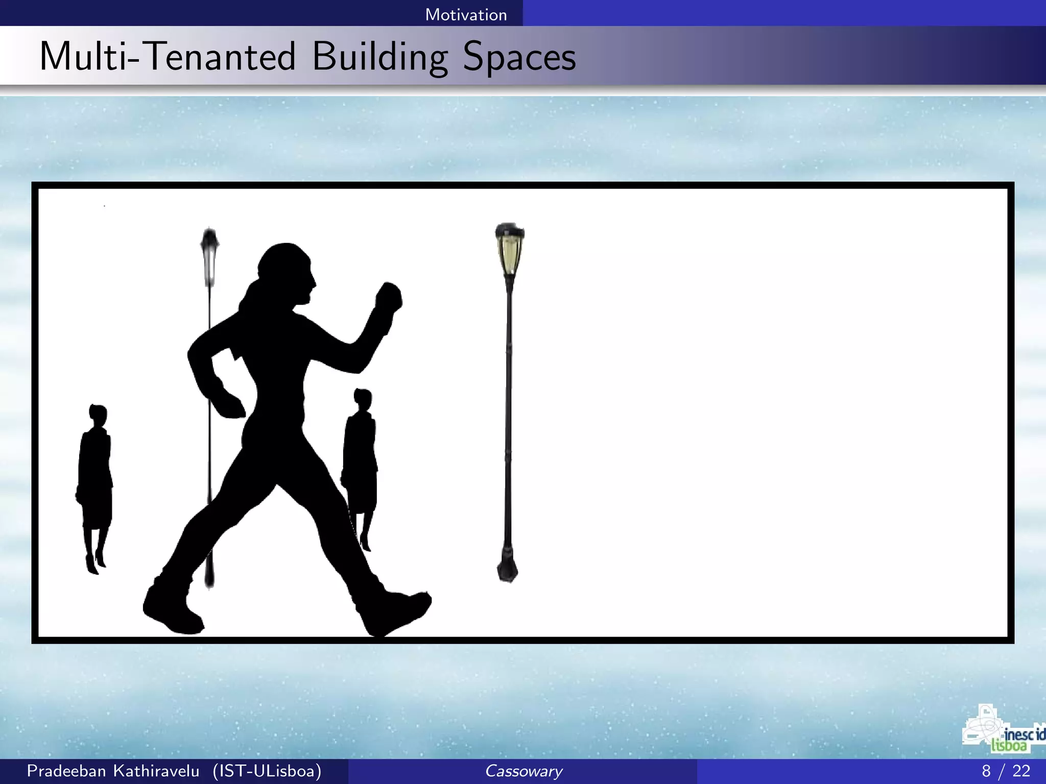 Motivation
Multi-Tenanted Building Spaces
Pradeeban Kathiravelu (IST-ULisboa) Cassowary 8 / 22
 