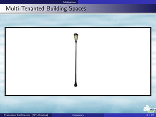 Motivation
Multi-Tenanted Building Spaces
Pradeeban Kathiravelu (IST-ULisboa) Cassowary 4 / 22
 