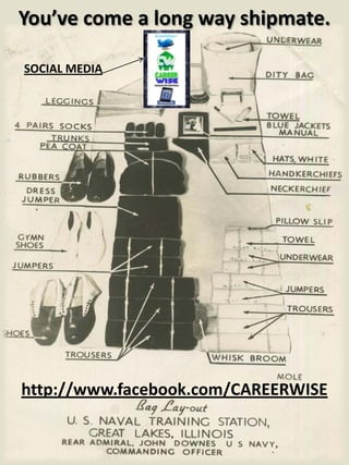 You’ve come a long way shipmate.

SOCIAL MEDIA




http://www.facebook.com/CAREERWISE
 