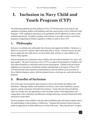 Navy CYP Inclusion Guidebook | PDF