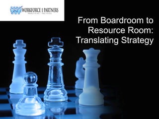 From Boardroom to
   Resource Room:
Translating Strategy
 