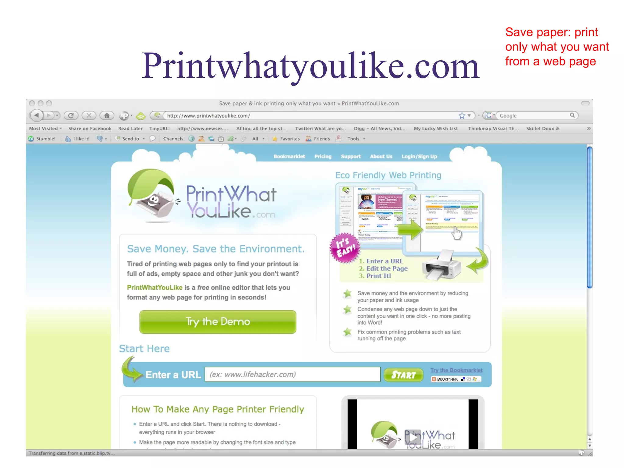 Printwhatyoulike.com Save paper: print only what you want from a web page 