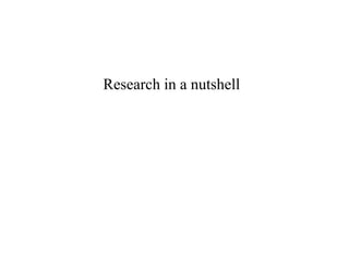 Research in a nutshell 
 