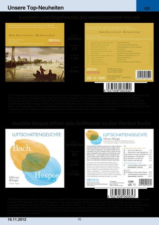 Blu-ray, DVD- und CD-Neuheiten November 2012 Nr. 3 (Im Vertrieb der NAXOS Deutschland GmbH)