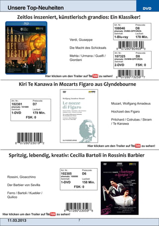 Blu-ray, DVD- und CD-Neuheiten März 2013 Nr. 2 (Im Vertrieb der NAXOS Deut…
