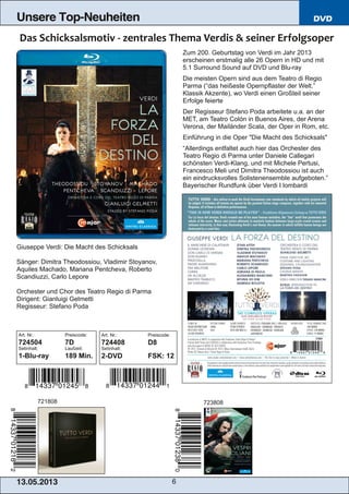Blu-ray, DVD- und CD-Neuheiten Mai 2013 Nr. 2 (Im Vertrieb der NAXOS Deutschland GmbH)