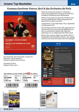 Blu-ray, DVD- und CD-Neuheiten Mai 2013 Nr. 3 (Im Vertrieb der NAXOS Deutschland GmbH)