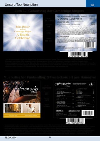 Blu-ray, DVD- und CD-Neuheiten September Nr. 2 (Im Vertrieb der NAXOS Deutschland GmbH)