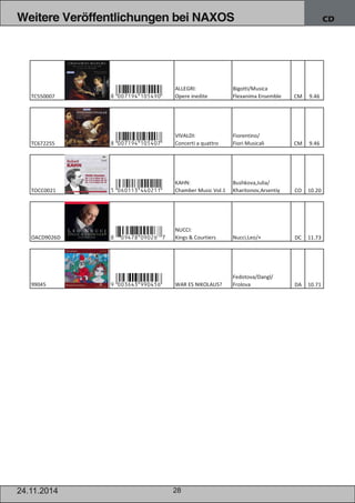 Weitere Veröffentlichungen bei NAXOS CD 
28 
24.11.2014 
