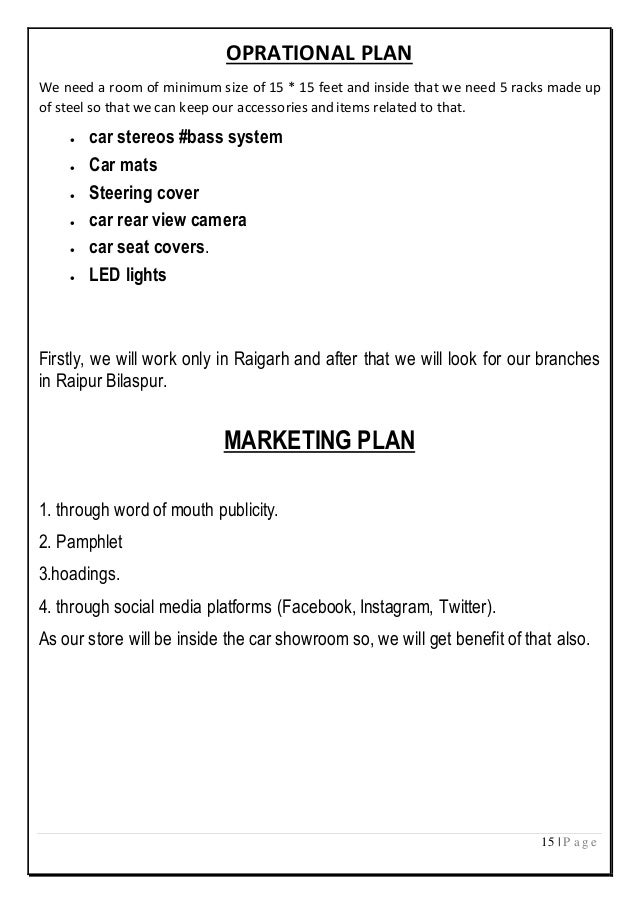 car accessories marketing project BBA 3 sem