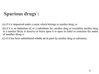 Spurious Drug Example drug and cosmetic act 1940 | PPTX