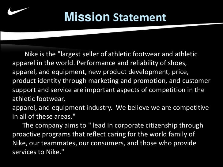 mission vision and values of nike