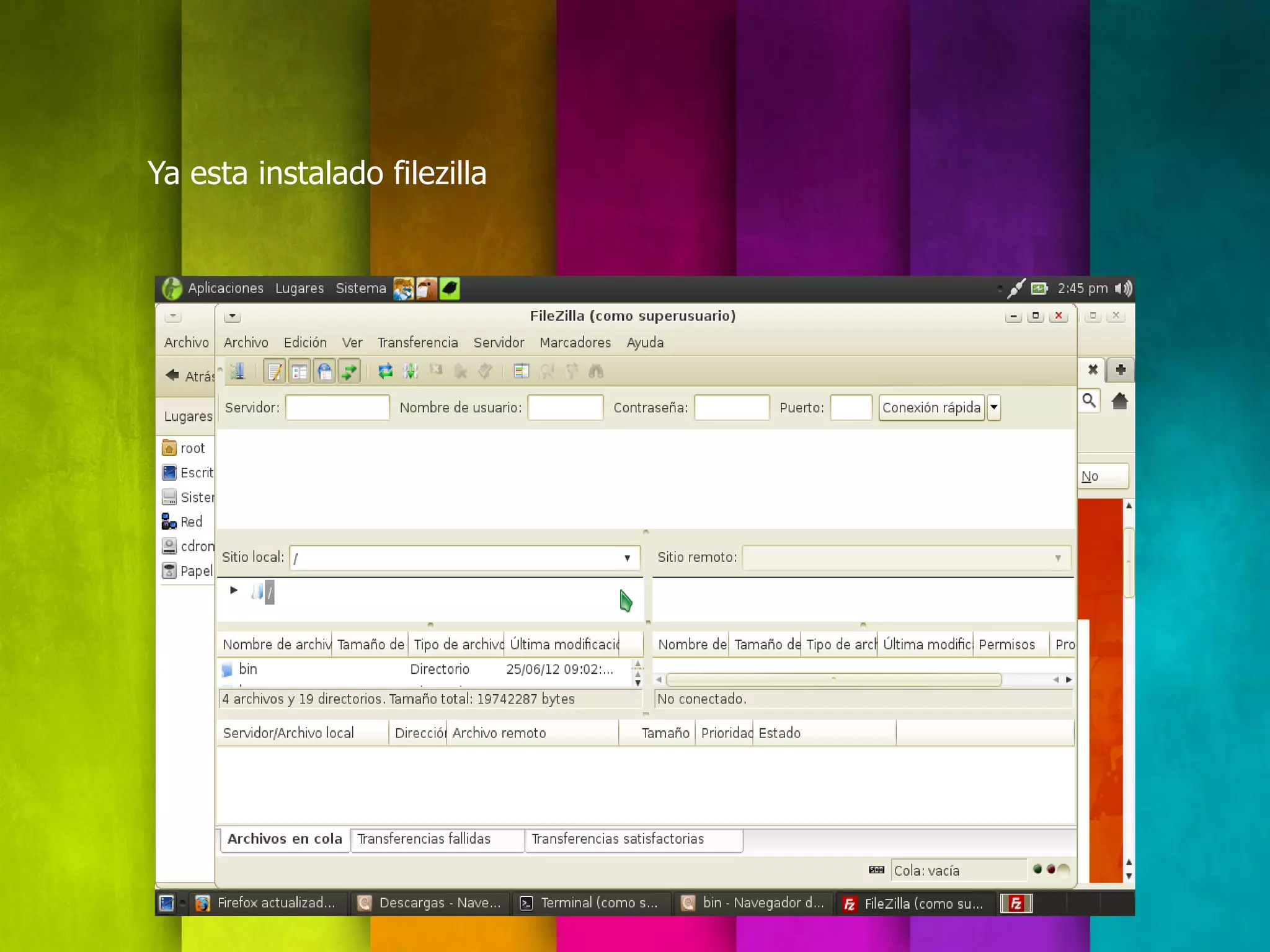Ya esta instalado filezilla
 
