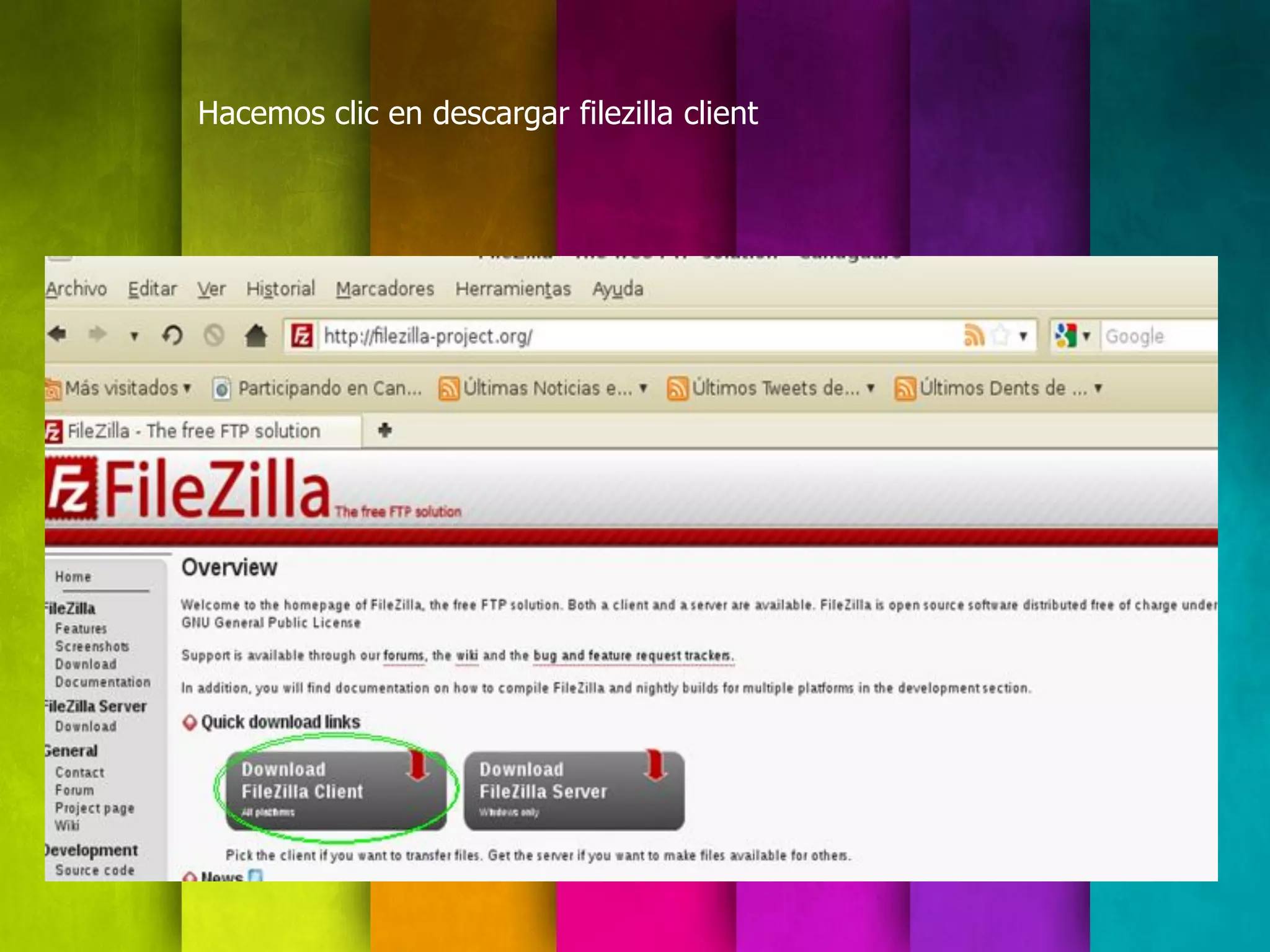 Hacemos clic en descargar filezilla client
 